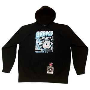 Atlanta Braves  Mitchell & Ness Men's Pullover Hoodie, XL, Black New Without Tag